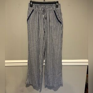 Women's Wide Leg Pants - Blue and White Size Small NWOT